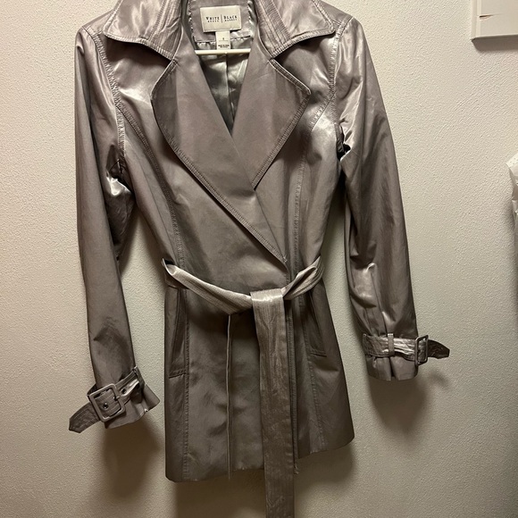 White House Black Market Silver Trench Coat - Picture 2 of 5